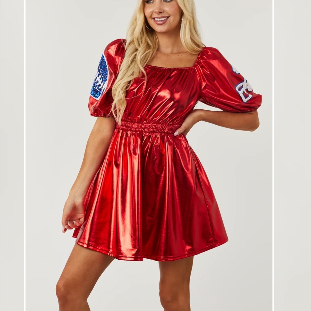 Women’s Red Metallic Dress Football Sequins - Gameday - Size Small